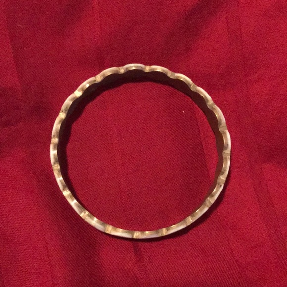 Mother of pearl inlaid brass bangle bracelet unique style made in Africa Vintage - Picture 4 of 6